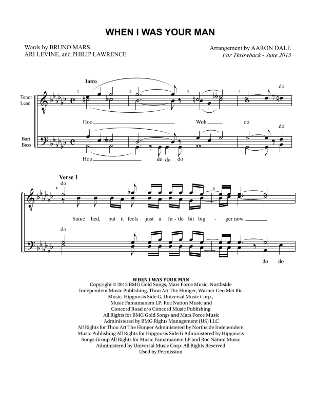 When I Was Your Man (arr. Aaron Dale)