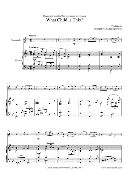 What Child is this - Clarinet and Piano (arr. Anne L Christopherson GRSM ARCM)