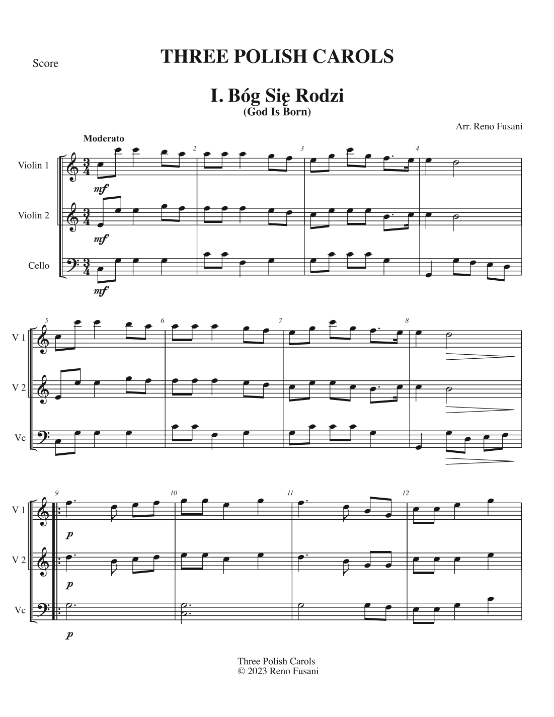 Three Polish Carols (String Version) (arr. Reno Fusani)