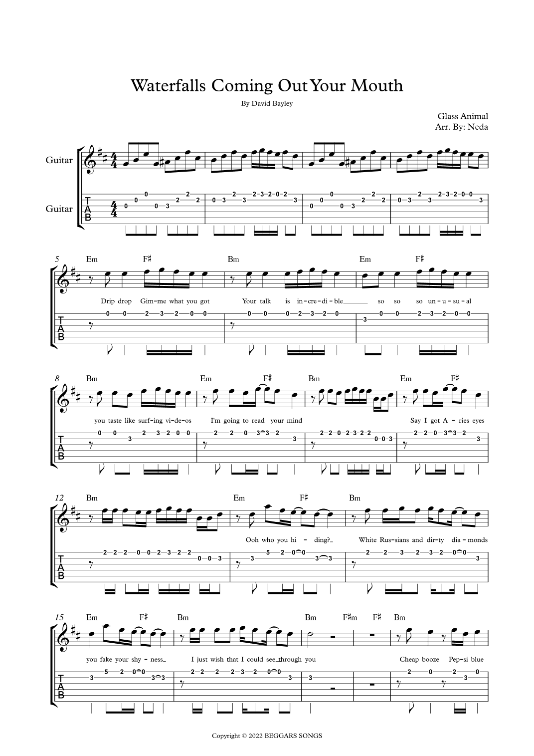 Waterfalls Coming Out Of Your Mouth (arr. Arr. Neda)