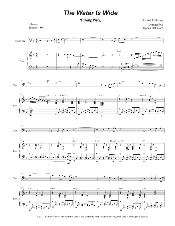 The Water Is Wide (O Waly, Waly) (Trombone solo and Piano) (arr. Stephen DeCesare)