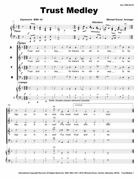 Trust Medley (arr. Michael Dryver, Arranger)