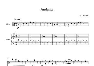 Andante (Surprise Symphony) - Franz Joseph Haydn (Viola + Piano) (arr. Digital Book Music)