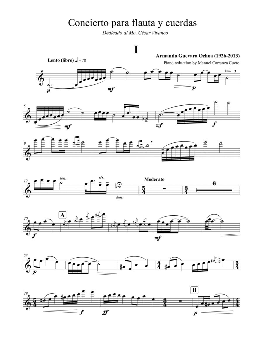 Concierto para flauta y cuerdas (Piano reduction) (arr. Manuel Carranza Cueto)