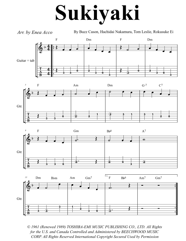 Sukiyaki (arr. Enea Acoo)