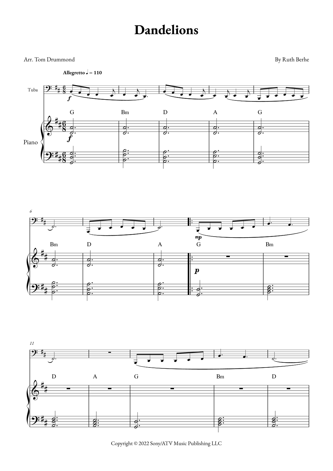 Dandelions (arr. Tom Drummond)