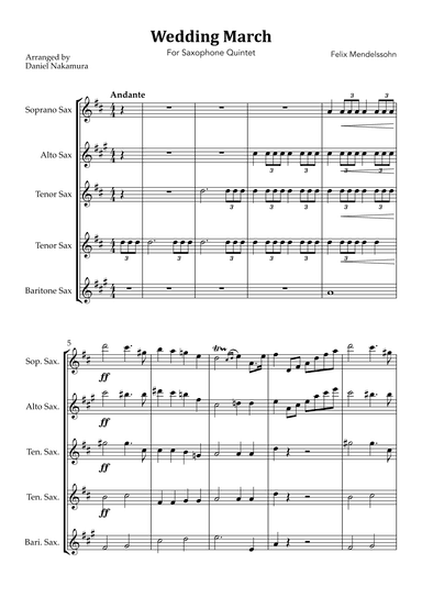 Wedding March (For Sax Quintet) (arr. Daniel Nakamura)