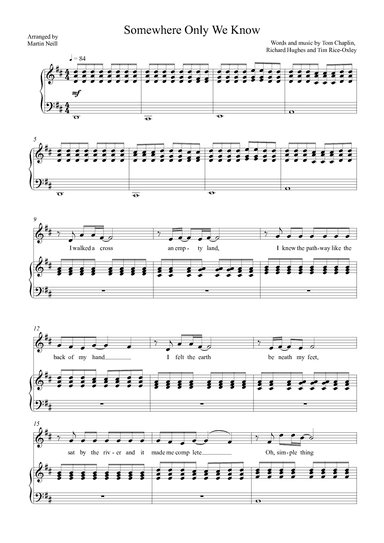 Somewhere Only We Know (arr. Martin Neill)