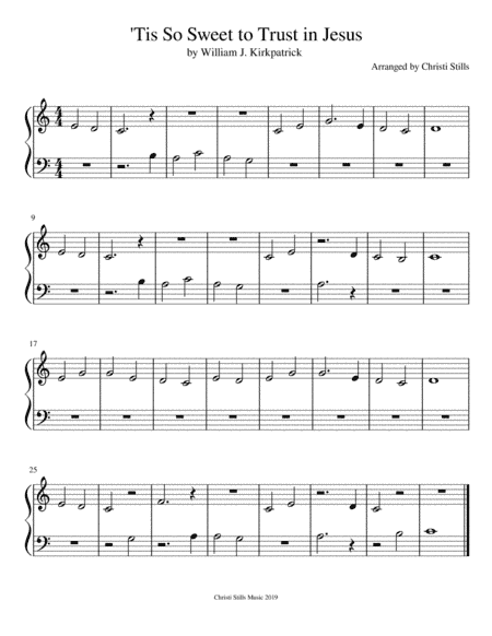 Tis So Sweet to Trust in Jesus (Beginner Piano Solo) (arr. Christi Stills)