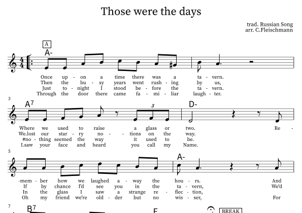 Those were the days (Dorogoi dlinnoju) (arr. Christoph Fleischmann)
