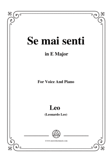Leo-Se mai senti,from 'La clemenza di Tito',in E Major,for Voice and Piano (arr. MSM)