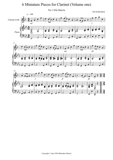 6 Miniature Pieces for Clarinet in Bb and Piano (volume one)