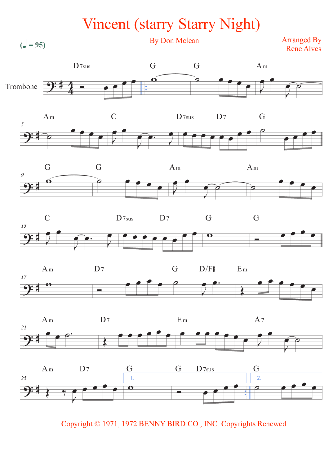 Vincent (starry Starry Night) (arr. Rene Alves)