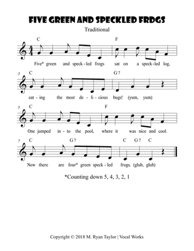 Five Green and Speckled Frogs (arr. M. Ryan Taylor)