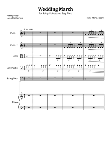 Wedding March (For String Quintet with Easy Piano) (arr. Daniel Nakamura)