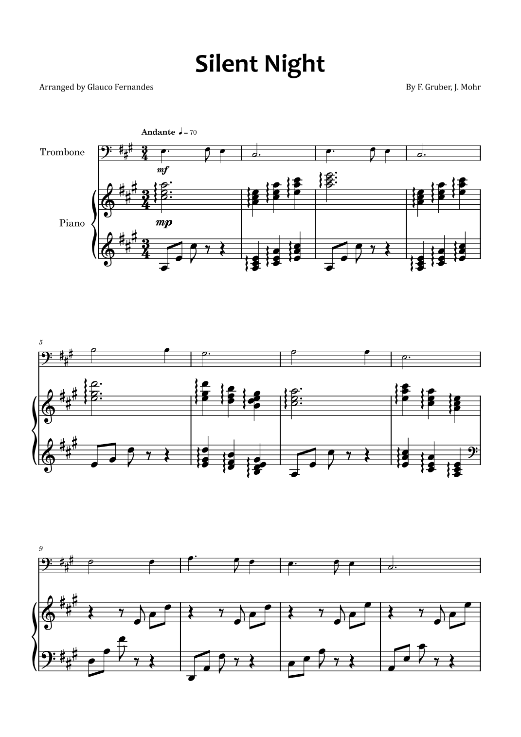 Silent Night - Trombone and piano (arr. Glauco Fernandes)