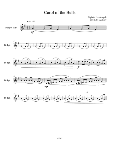 Carol of the Bells (Trumpet Solo) (arr. B. C. Dockery)