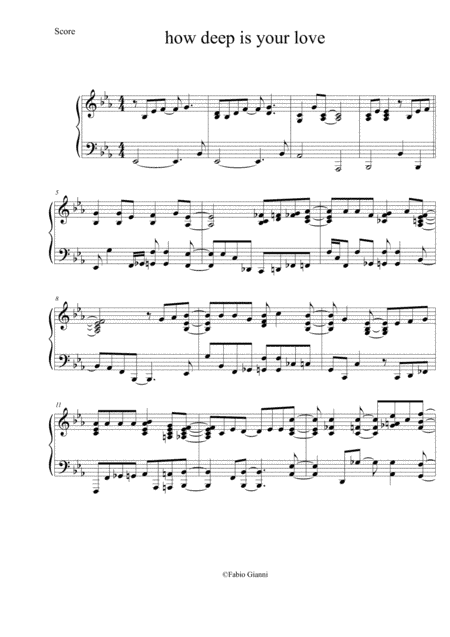 How Deep Is Your Love  from the Motion Picture SATURDAY NIGHT FEVER (arr. pianoplayer)