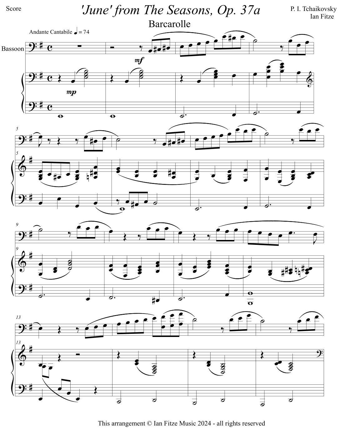 June from The Seasons Op. 37a (arr. Ian Fitze)