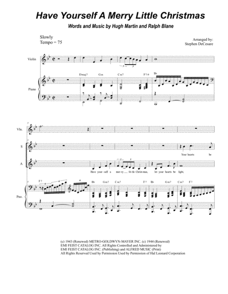 Have Yourself A Merry Little Christmas  from MEET ME IN ST. LOUIS (arr. Stephen DeCesare)