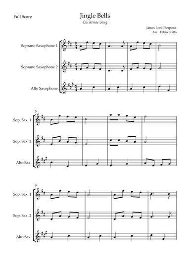 Jingle Bells (Christmas Song) for Saxophone Trio (arr. Fabio Britto)