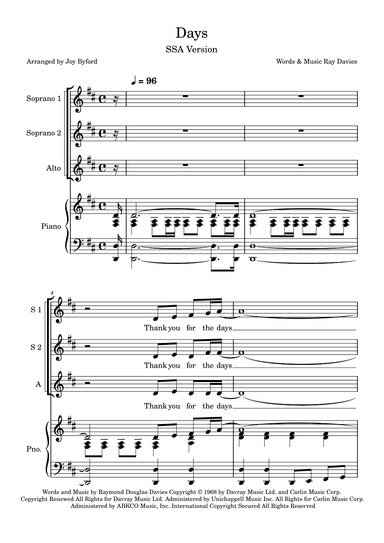 Days (arr. Joy Byford)