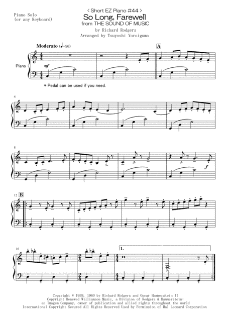 So Long, Farewell (arr. Tsuyoshi Yoroiguma)