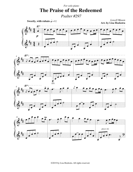 The Praise of the Redeemed(Psalter #297) (arr. Lisa Hoekstra)