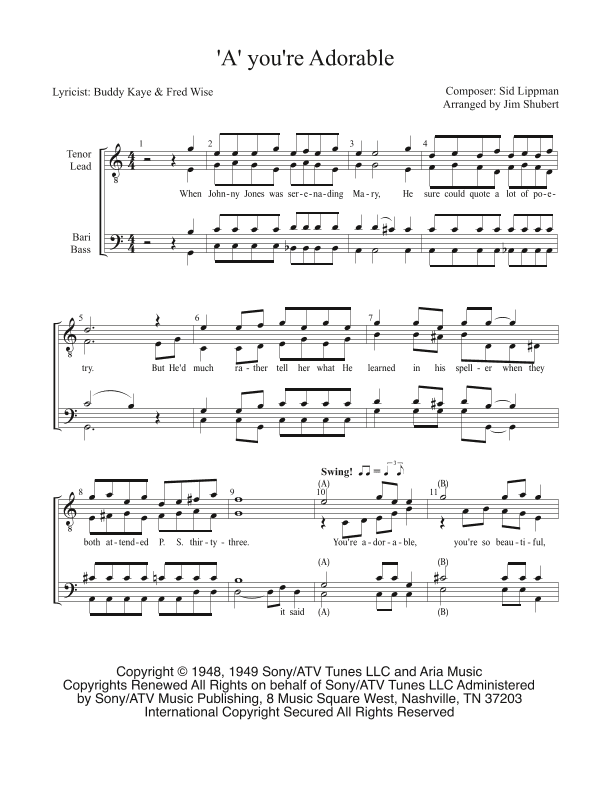 A - You're Adorable (arr. Jim Shubert)