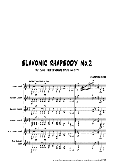 'Slavonic Rhapsody No.2' by Carl Friedemann for Clarinet Sextet. (arr. Stephen Davies)