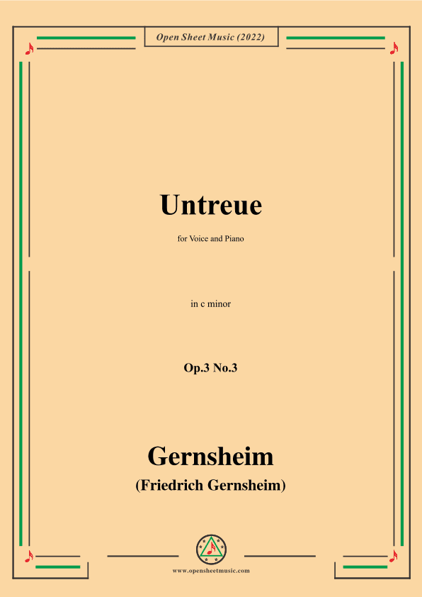 Gernsheim-Untreue,Op.3 No.3,in c minor,for Voice and Piano (arr. OSM Press)