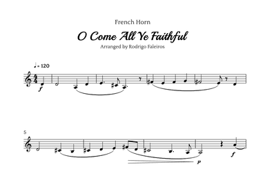 O Come All Ye Faithful (for french horn solo) (arr. Rodrigo Faleiros)