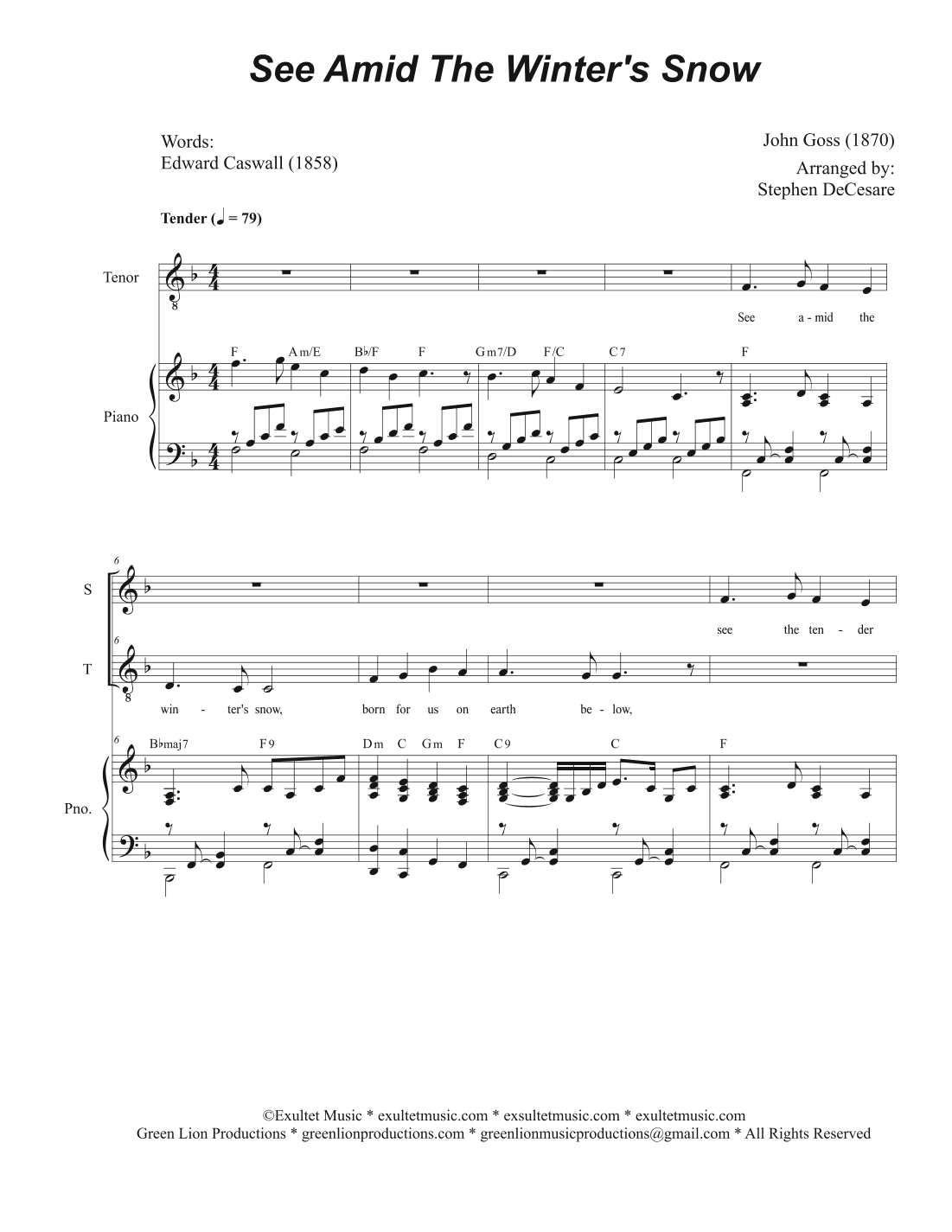See Amid The Winter's Snow (Duet for Soprano and Tenor solo) (arr. Stephen DeCesare)