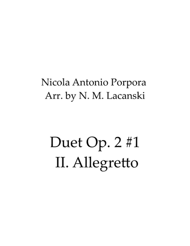 Duet Op. 2 #1 II. Allegretto (arr. Nick Lacanski)