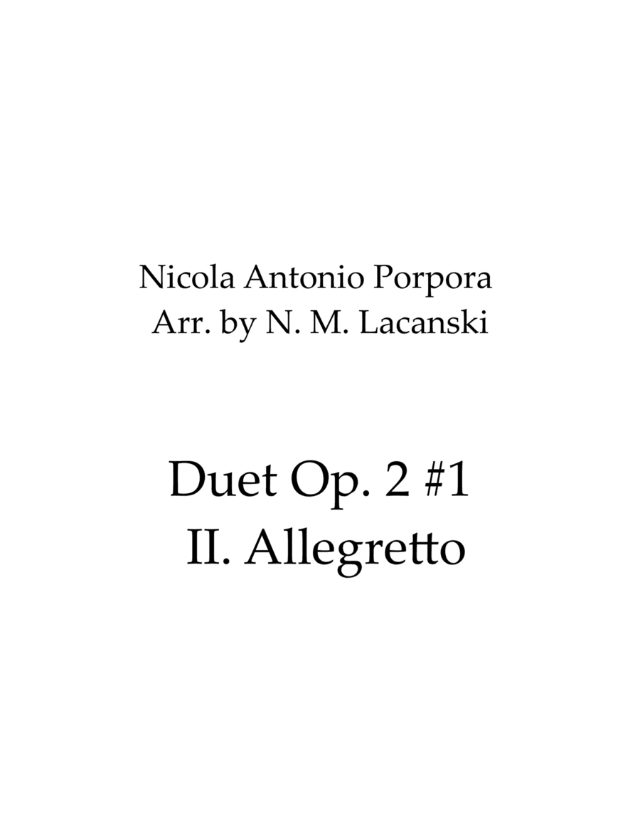 Duet Op. 2 #1 II. Allegretto (arr. Nick Lacanski)