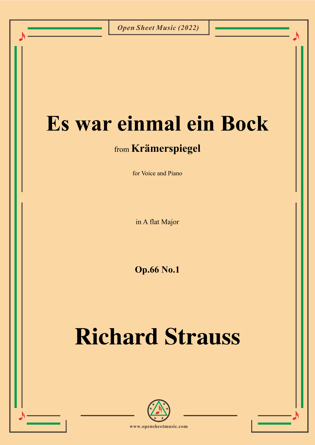 Richard Strauss-Es war einmal ein Bock,in A flat Major,Op.66 No.1 (arr. OSM Press)