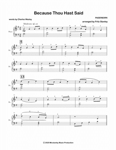 Because Thou Hast Said - Piano Solo (arr. Fritz Stanley)