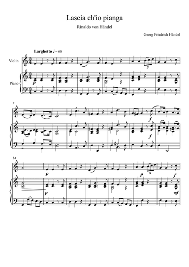 Georg Friedrich Handel - Lascia ch'io pianga (Violin Solo) (arr. André Laitano)