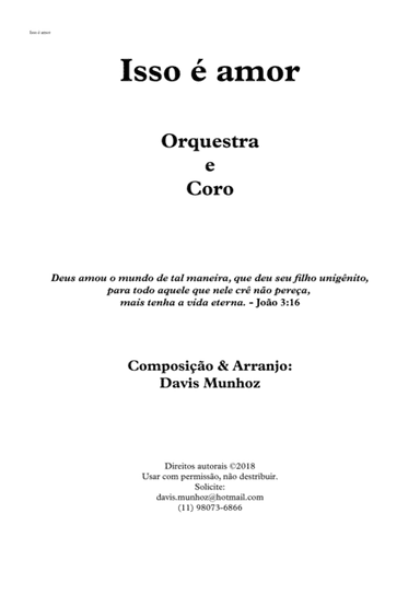 Isso é amor (this is Love) choral and orchestra