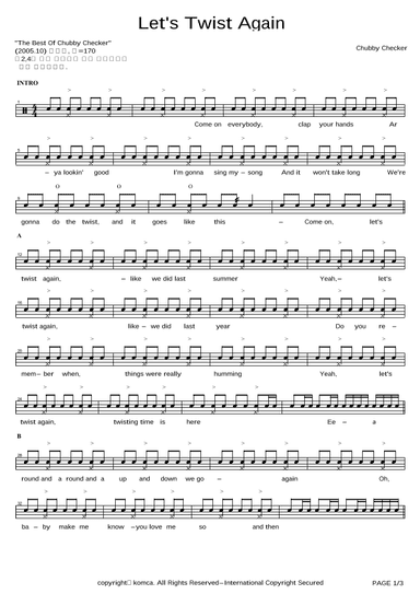 Let's Twist Again (arr. COPYDRUM)