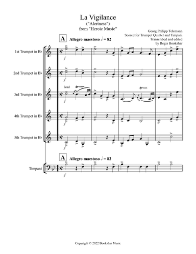 La Vigilance (from "Heroic Music") (Bb) (Trumpet Quintet, Timpani) (arr. Regis Bookshar)