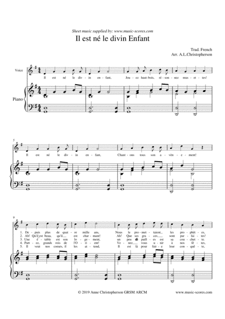 Il est né, le divin enfant (arr. Music-Scores.com)