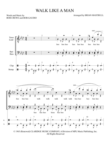 Walk Like A Man (arr. Brian Mastrull)