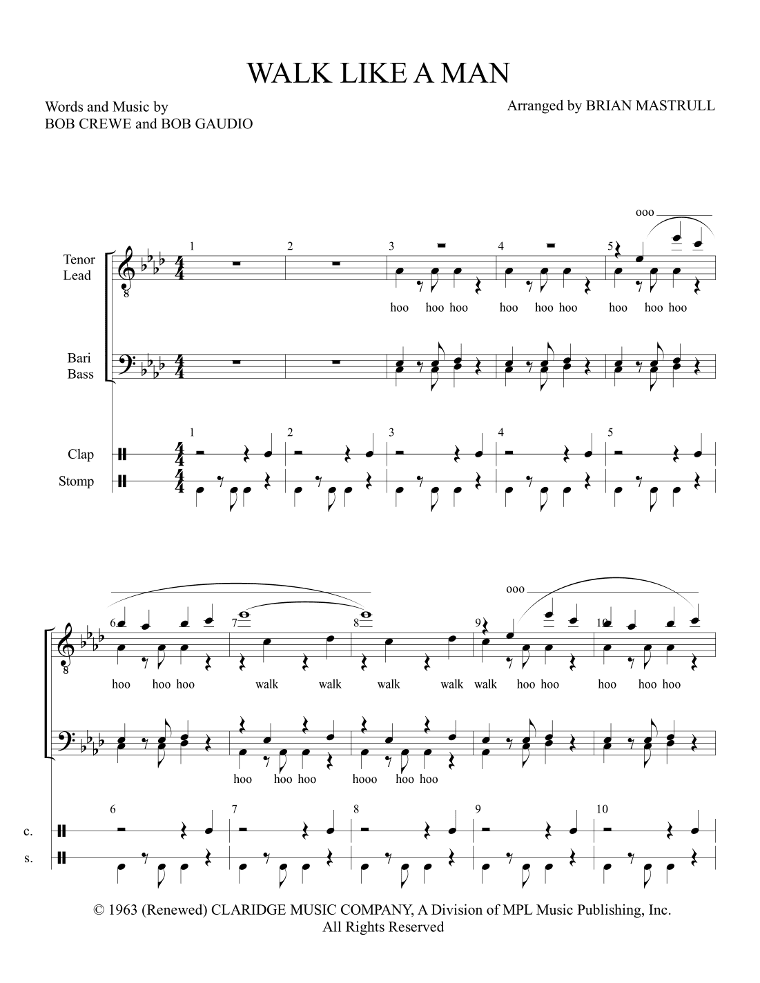 Walk Like A Man (arr. Brian Mastrull)