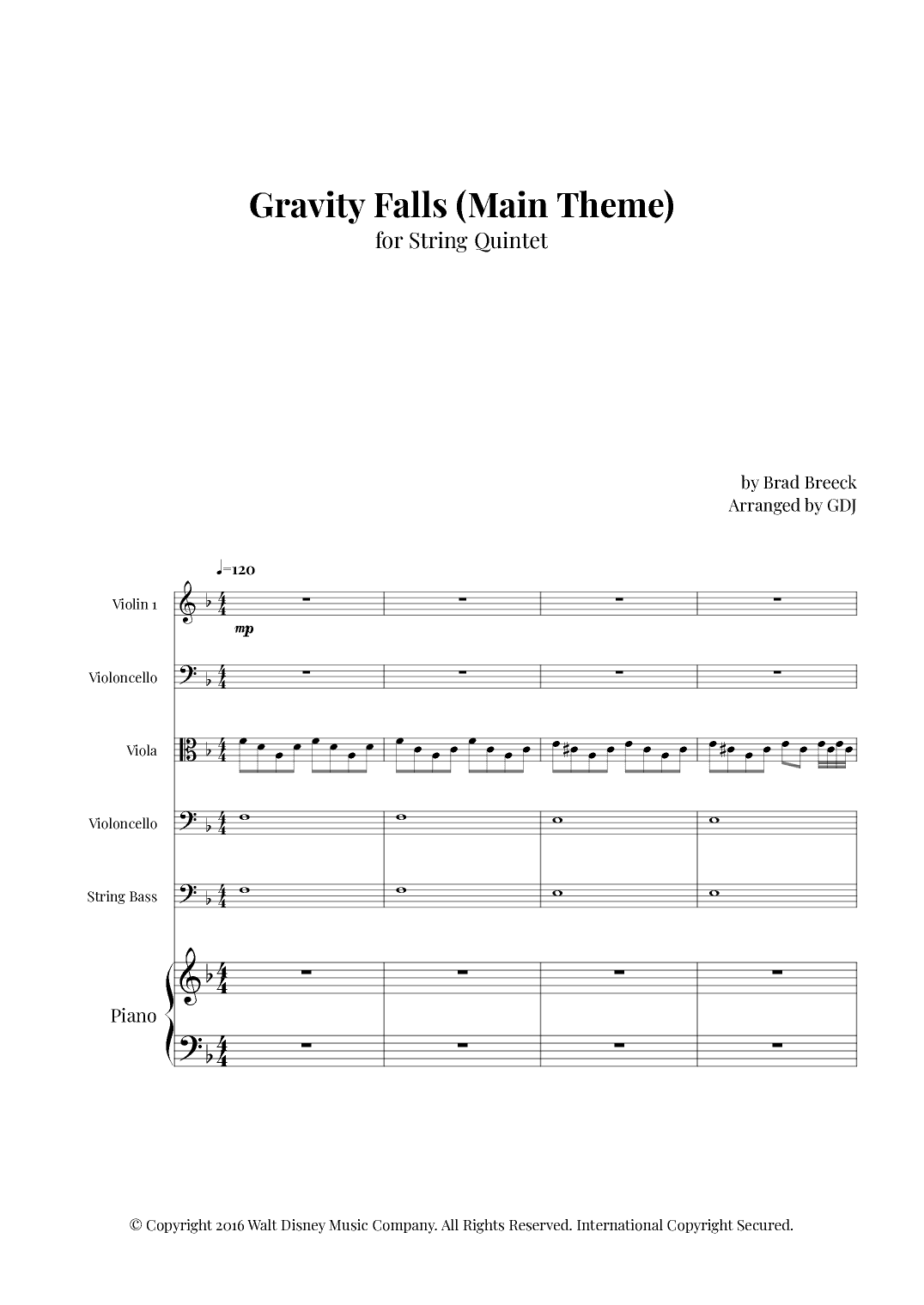 Gravity Falls (main Theme) (arr. GDJ)