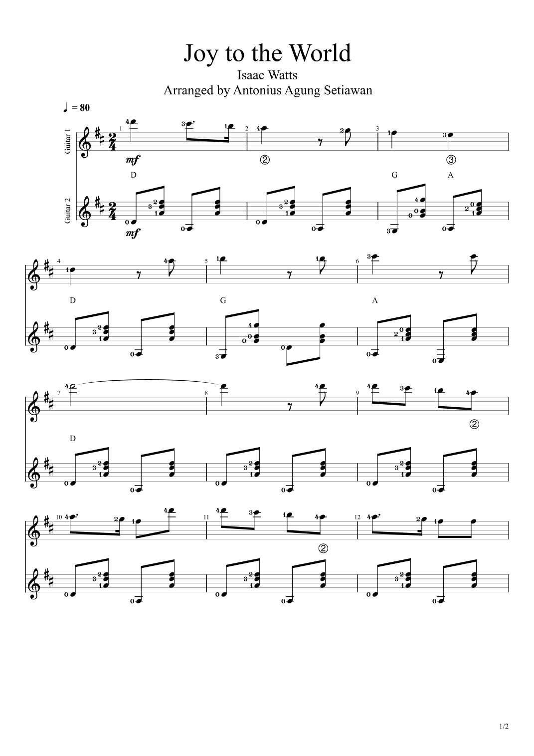 Joy to the World (arr. Antonius Agung Setiawan)