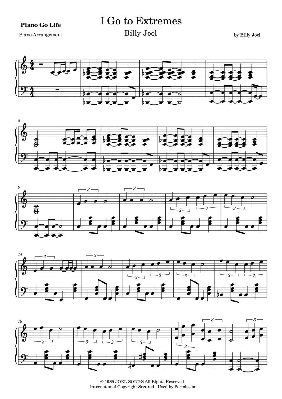 I Go To Extremes (arr. Piano Go Life)