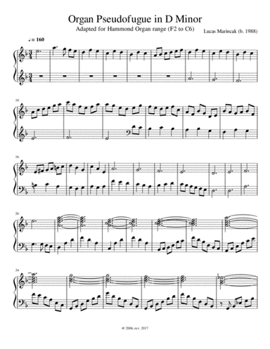 Organ Pseudofugue in D Minor