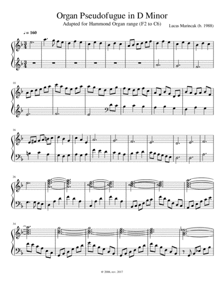 Organ Pseudofugue in D Minor