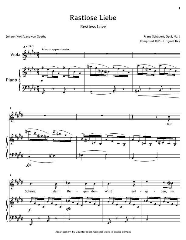 Rastlose Liebe (arr. Johann Wolfgang von Goethe)